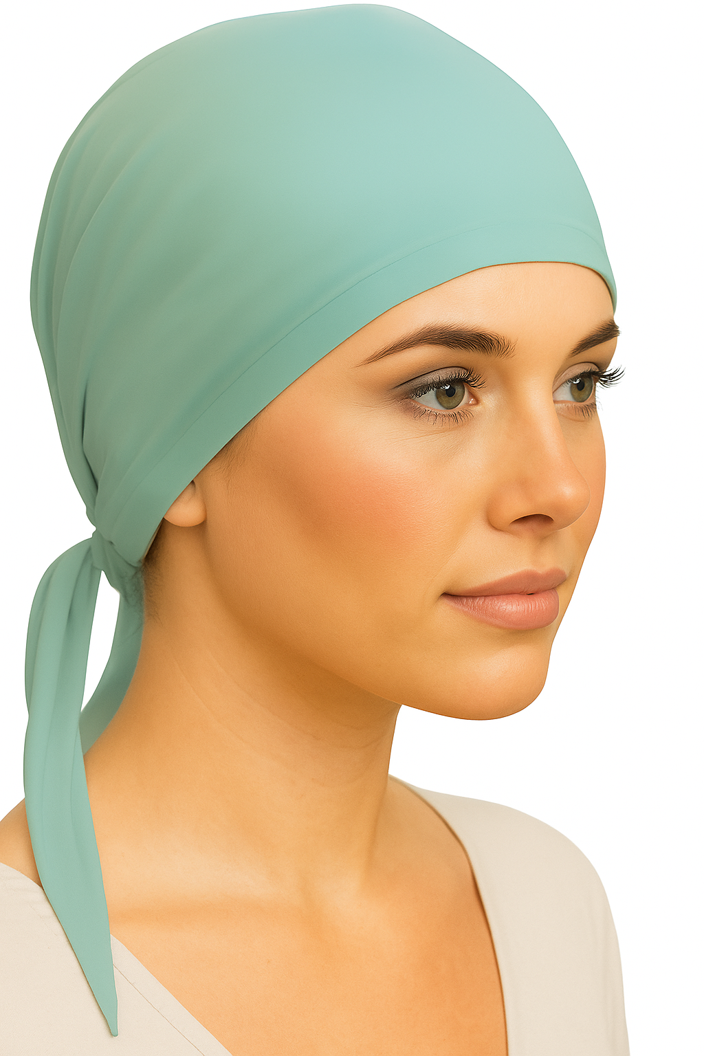 Light Teal Tie-Back Headscarf
