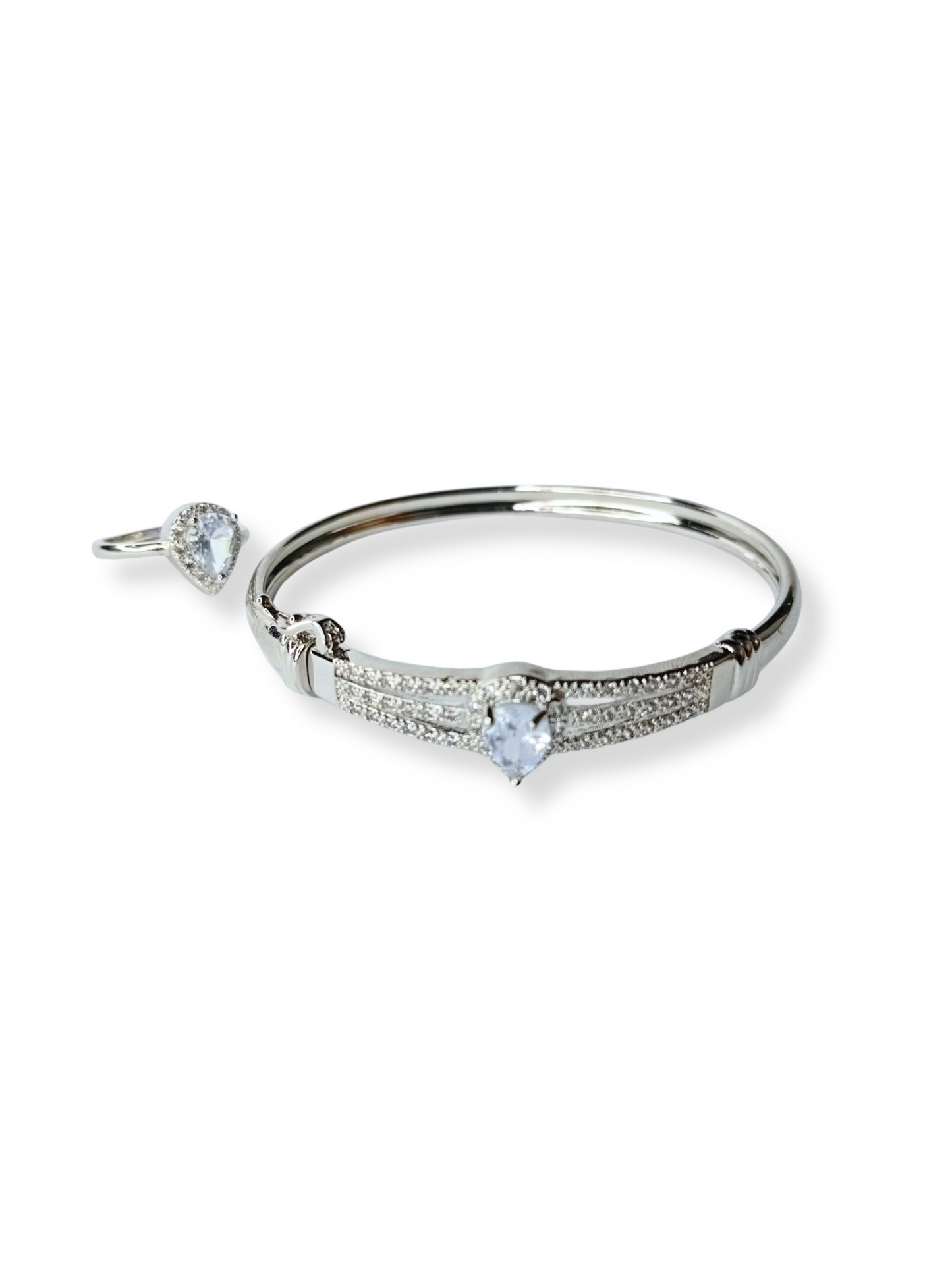 Elegant Silver Bracelet & Ring Set