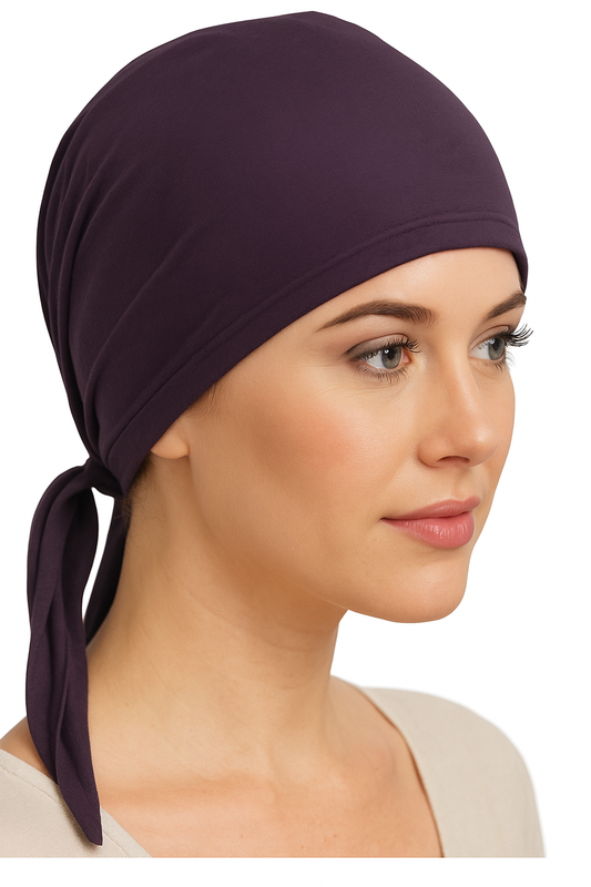 Dark Dusty Lavender Tie-Back Headscarf