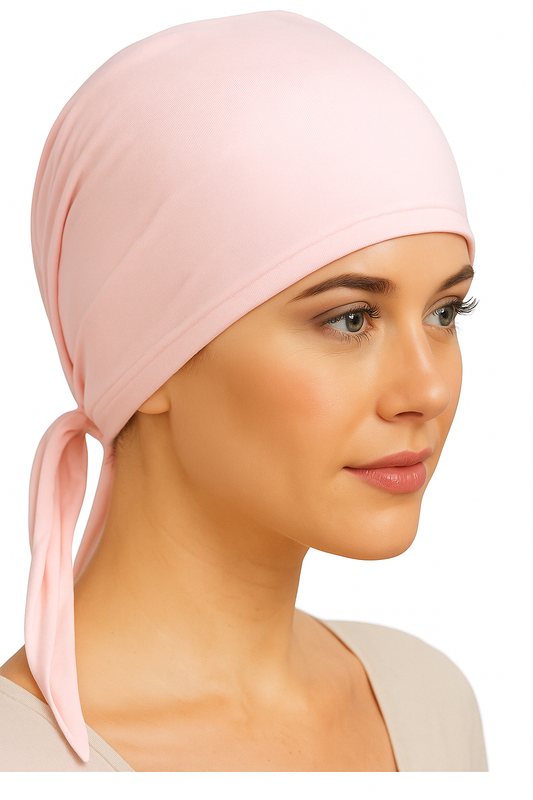 Baby Pink Tie Back Hijab Cap