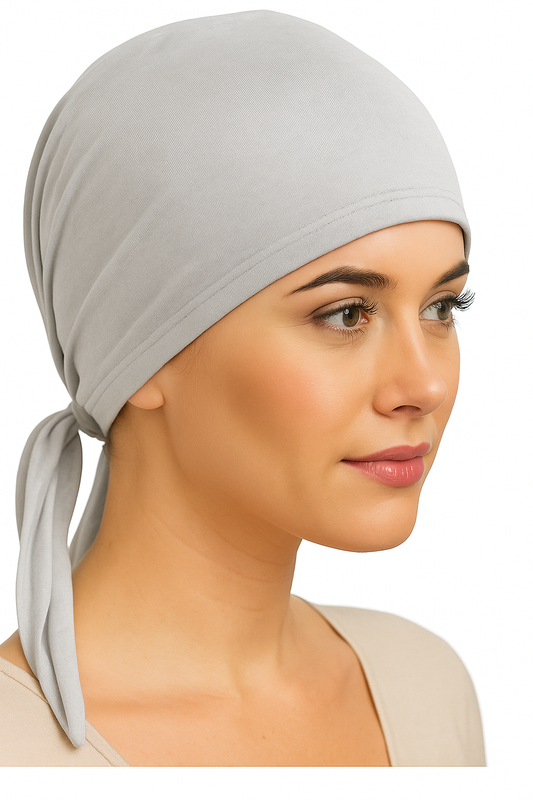 Light Grey Tie Back Hijab Cap