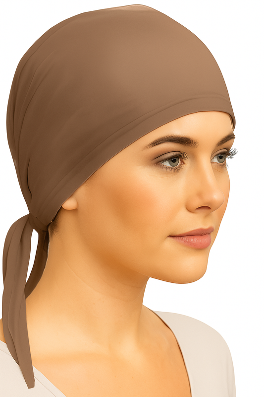 Mocha Brown Tie-Back Headscarf