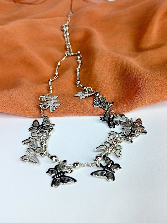 Elegant Silver Butterfly Charm Necklace