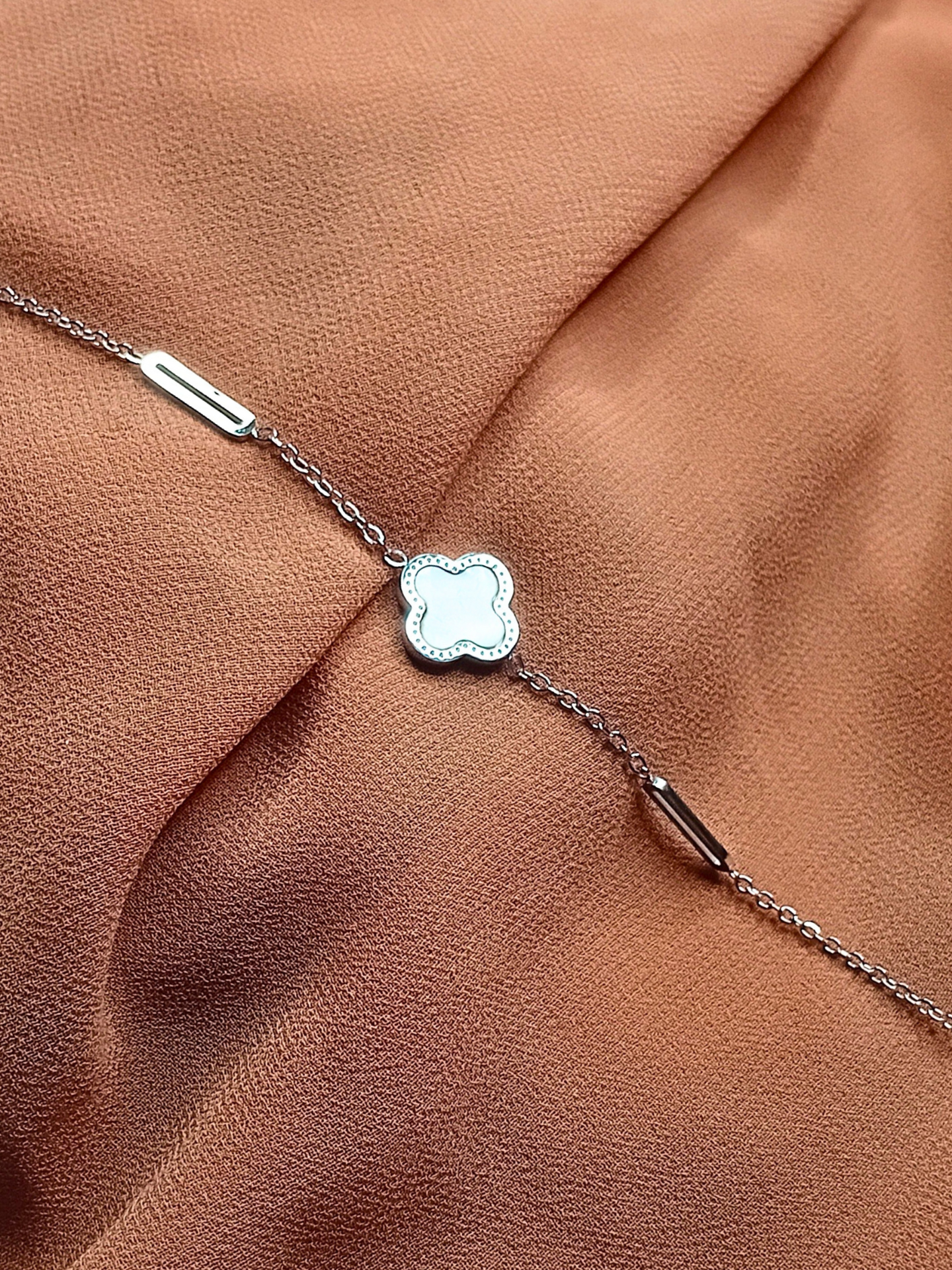 Minimal Silver Clover Bracelet