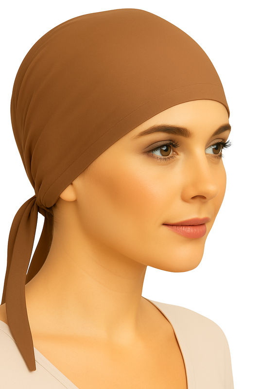 Caramel Brown Tie-Back Headscarf