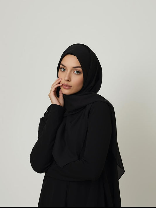 Black Crinkle Chiffon Hijab