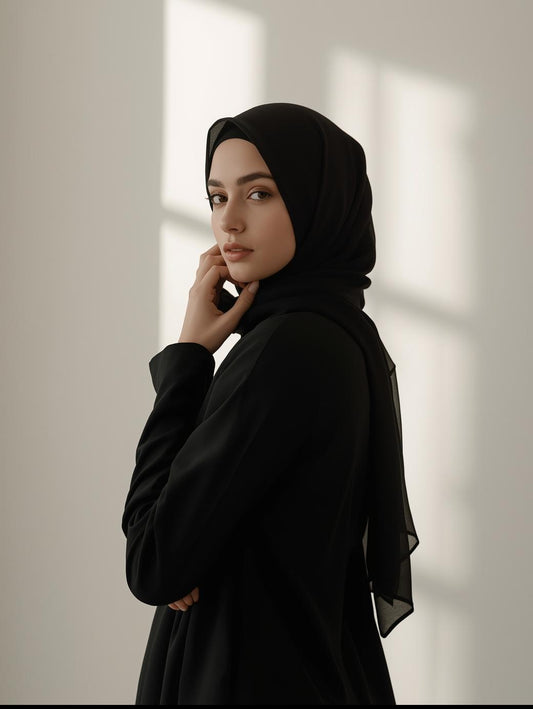 Black Georgette Hijab