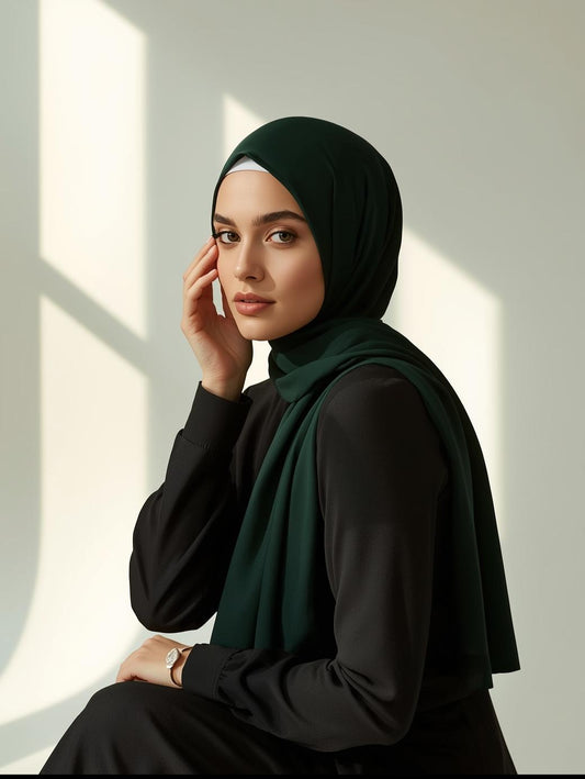 Deep Forest Green Georgette Hijab